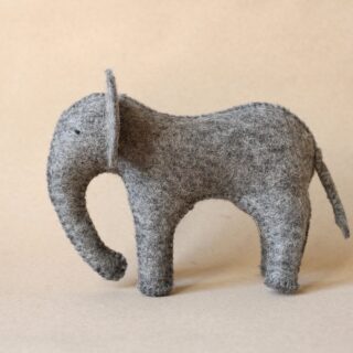 Figurine éléphanteau 100% feutrine de laine naturelle