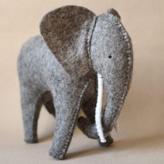 Natural wool elephant toy figurine