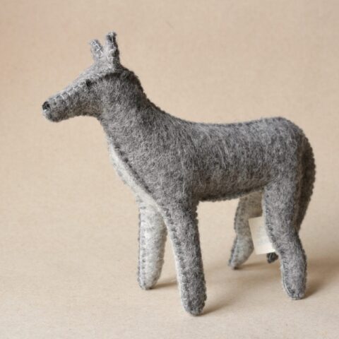 Grey wolf hand sewn plush 100% wool