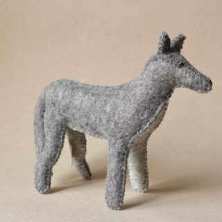 Figurine laine bouillie loup gris