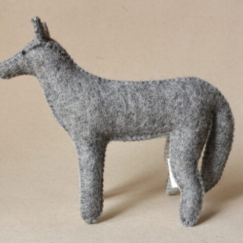 Organic" grey wool wolf toy