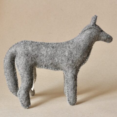 Grey wolf figurine in wool felt