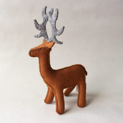Hand-made wool felt deer figurine