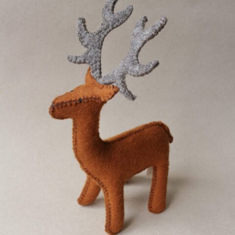 Natural wool felt deer toy
