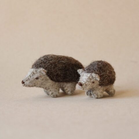 Hedgehog figurines in felted wool