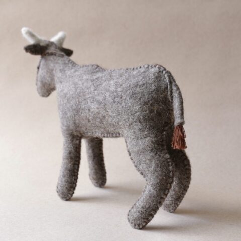 Ox figurine in merino wool felt