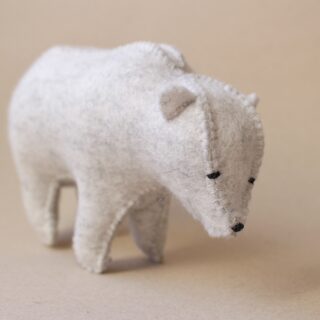 Grande figurine ours polaire en feutrine de laine