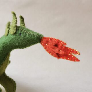 Wool felt Dragon toy with flame