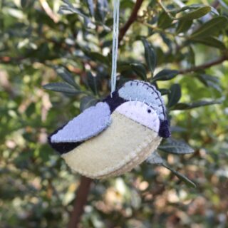 Christmas decoration in natural material Blue tit in merino wool felt