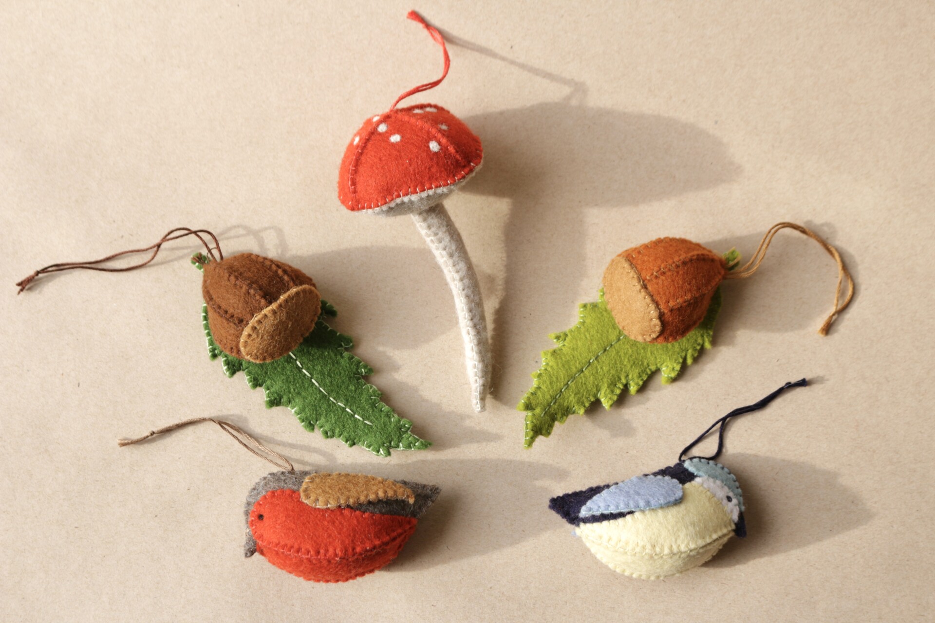 Felt decorations and natural toys made from wool felt, a natural and durable material.
