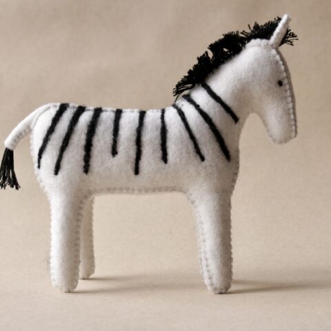 Zebra figurine in wool felt