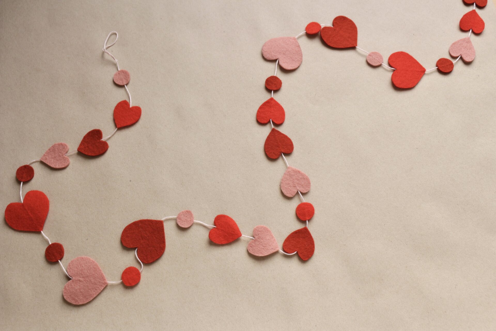 Felt heart garland