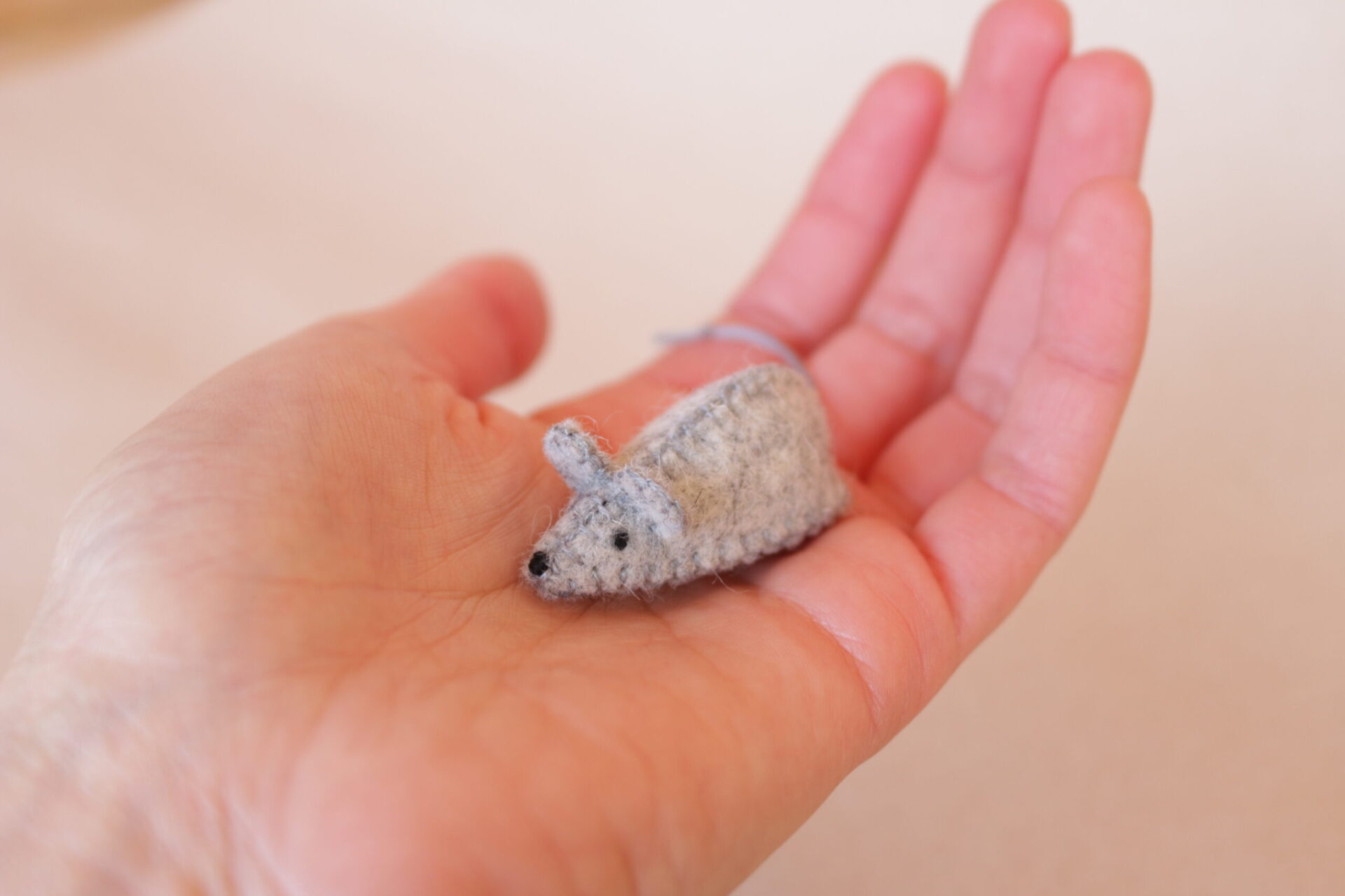 Wool felt mouse figurine for children