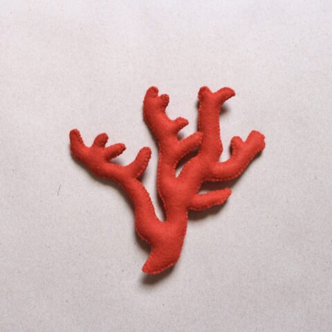 Coral rattle, wool felt toy for children