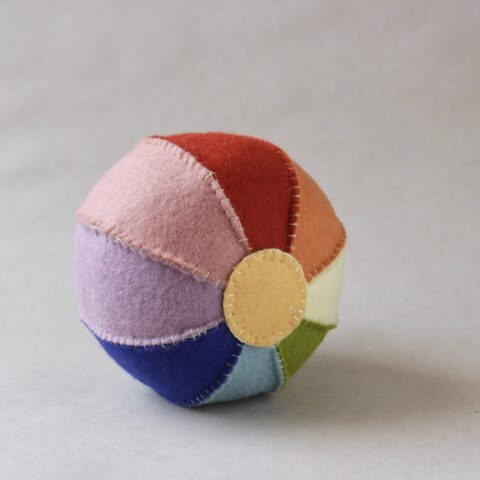 Multicoloured felt balloon 100% wool handmade in France Children's balloon in rainbow colours