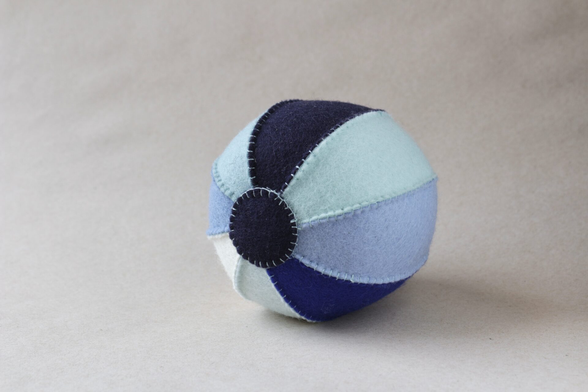 Blue felt balloon 100% wool handmade in France