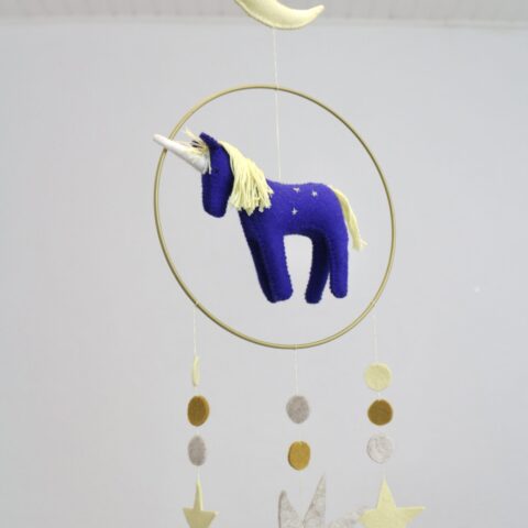 Felt unicorn starry night mobile